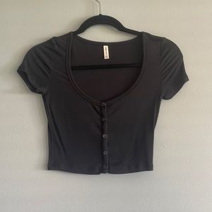 Ribbed button up crop top